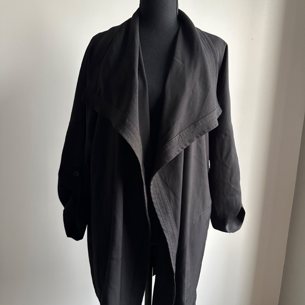 *MAX STUDIO* Plus Black Long Sleeve Open-Front Sweater Jacket Size 1X NWT